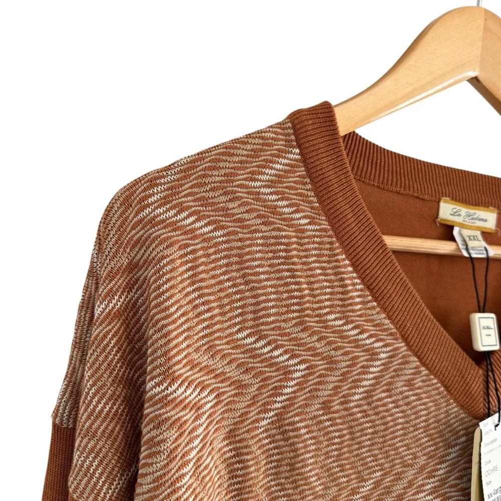 Silk Blend Sweater NEW VNeck Long Sleeve Pullover Ochre Earth Clay Mens Size XXL